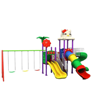 Kitty & Flower Swing And Slides Mini Metal Playground & Playset For Kids Amusement