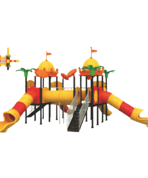 Kids Outdoor – Playful Long Tube Slide Game – 3 Swing Playset