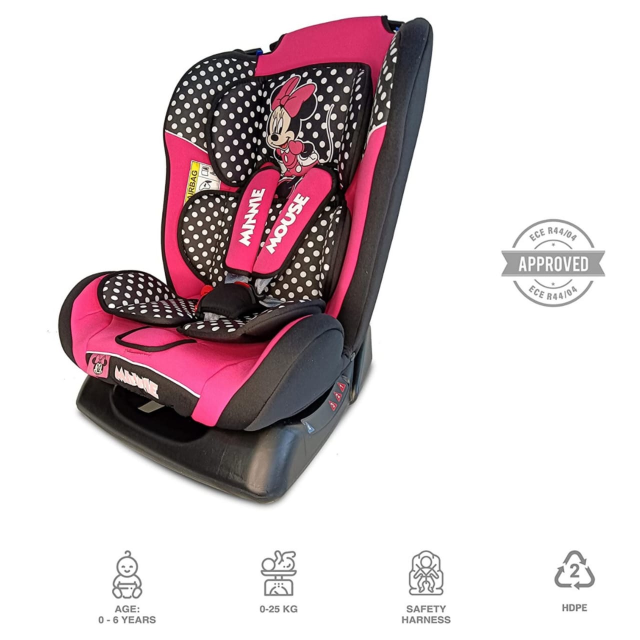 Disney Minnie Mouse Baby/Kids 3-in-1 Car Seat - 4 Position Comfort Recline - ZY19-MINNIE - Image 2