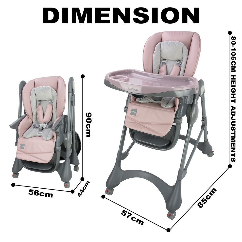 Baby High Chair Multifunction Waterproof Foldable Baby – 003-Gray