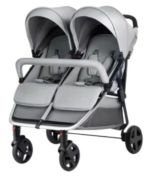Twin Baby Stroller High Landscape Multi-Child Stroller Light Folding – BUR798/Grey/White