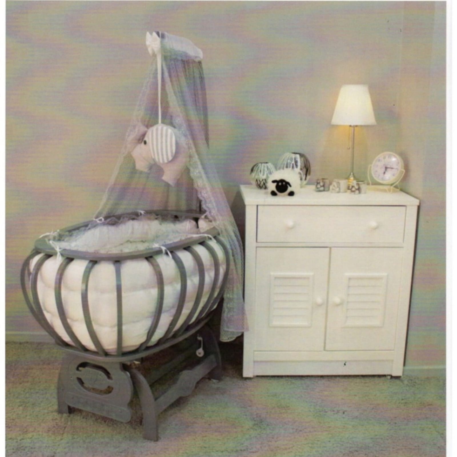 Baby Bed – Modena Lux Bebbe Cradle – BMDL-SE- Grey - Image 2