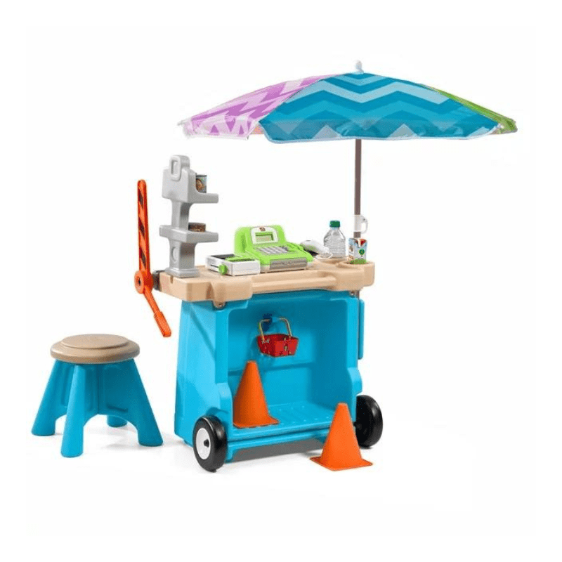 Step2 – Stop & Go Market Toddler Blue Kids Plastic Playset with Umbrella
