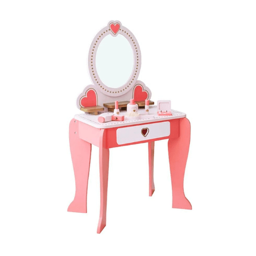 Wooden Vanity Dressing Table with Stool Toy Set – Pink - Image 2