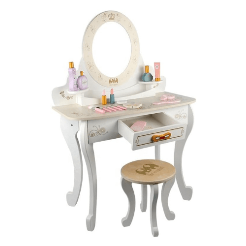 Wooden – Dresser Table And Stools Dressing Table Role Play Toy