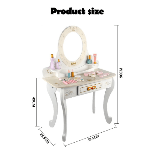 Wooden – Dresser Table And Stools Dressing Table Role Play Toy - Image 2