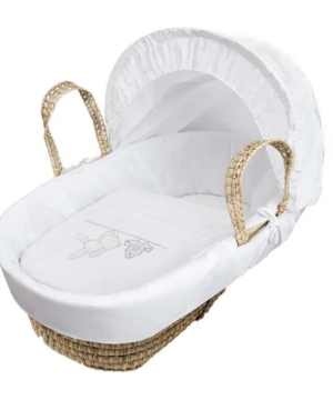 Kinder Valley – Teddy Wash Day Palm Moses Basket – White