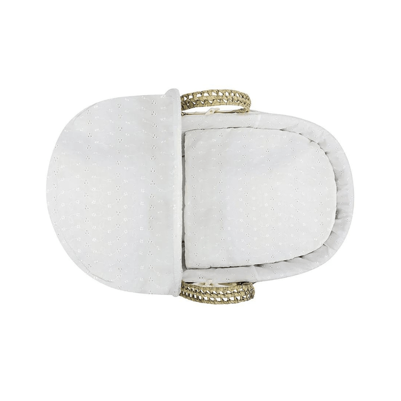 Kinder Valley – Palm Moses Sleeping Basket with Folding Stand – White Broderie Anglaise - Image 3