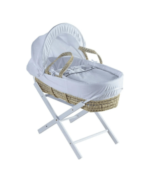 Kinder Valley - Palm Moses Sleeping Basket with White Folding Stand