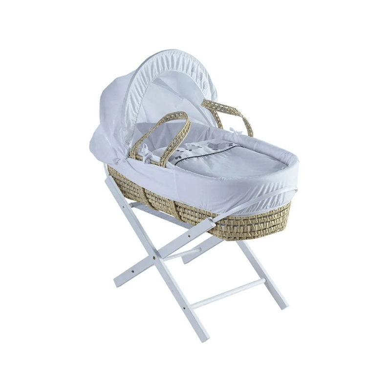 Kinder Valley - Palm Moses Sleeping Basket with White Folding Stand