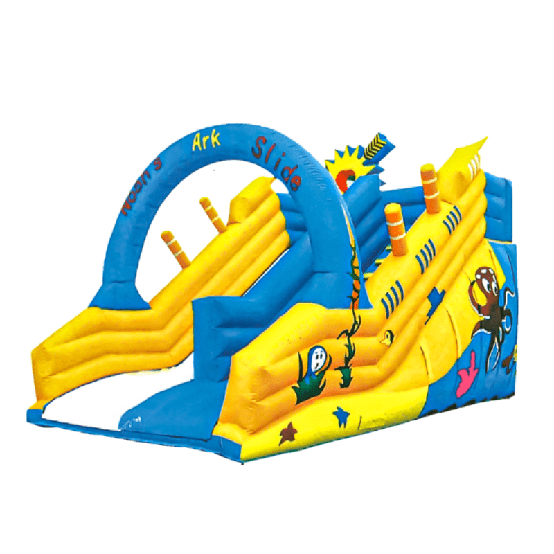 Gigantic Marine Park Inflatable Tall Bouncy Castle Double Slide With Motor Blower