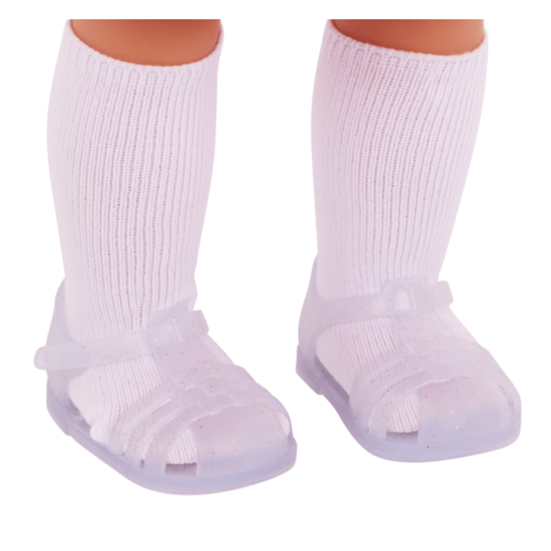 Gillian 18″ Doll with Pink Dress & Rainbow Pajama Outfits - Image 5