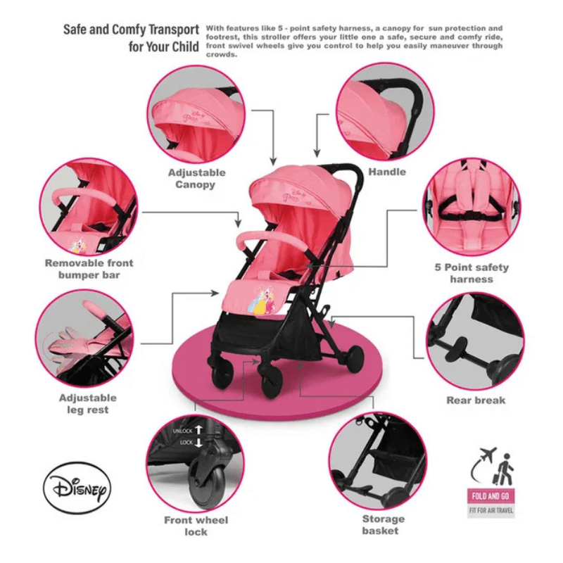 Disney - Princess Travel Stroller - Pink - Image 2