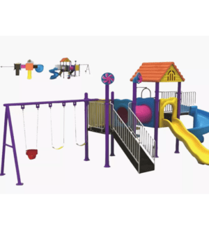 Outdoor Playground With Backyard Slide And Swings