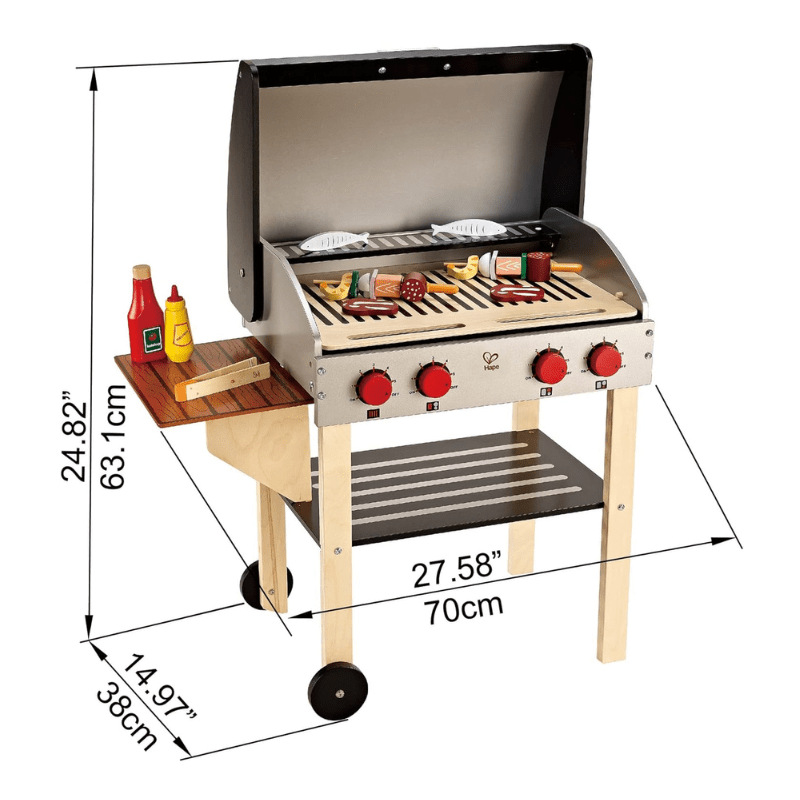 Hape - Wooden Gourmet Grill w/ Food 22pcs BBQ Kitchen Playset - Image 3