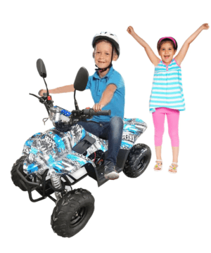 Electric Mini Quad ATV – 49cc Kids Off-Road Buggy Blue & Black Como