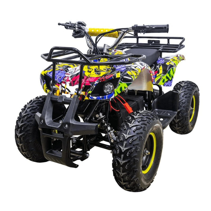 Kids’ Electric Quad Bike 1000W 36V Off-Road ATV with Graffiti Yellow