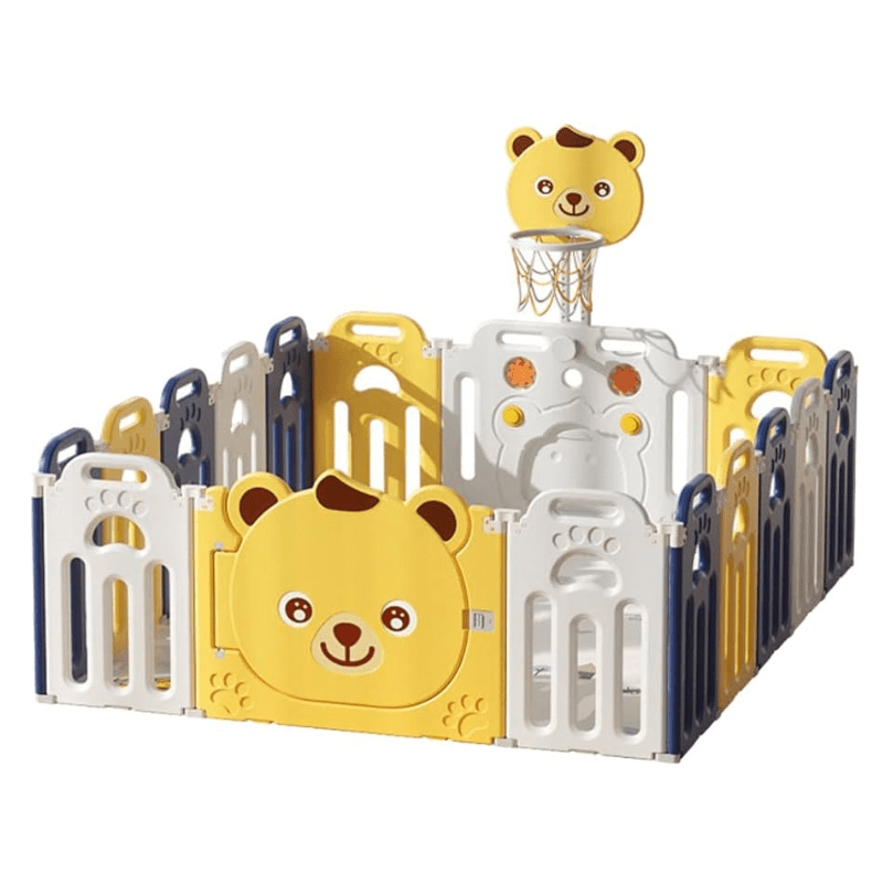 Kids Foldable Fence with Basketball – Yellow Bear Design