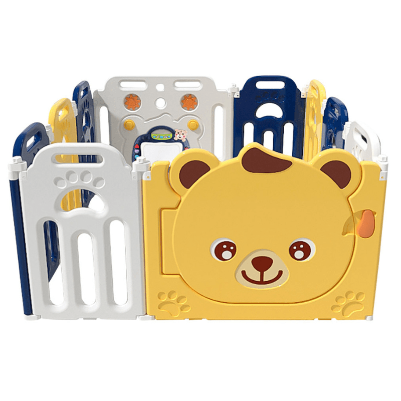 Kids Foldable Fence with Basketball – Yellow Bear Design - Image 3