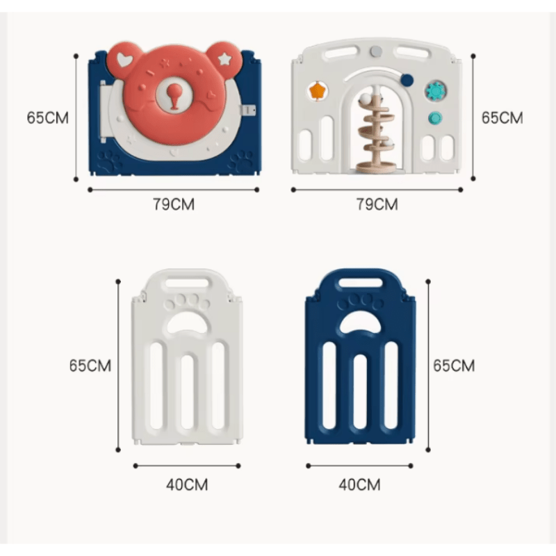 Kids Bear Playpen w/ Basketball Hoop - Blue - Image 3