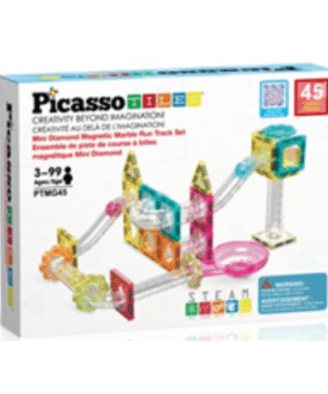 Picasso Tiles – Magnetic Mini Diamond Marble Run Track Set – 45 Pcs