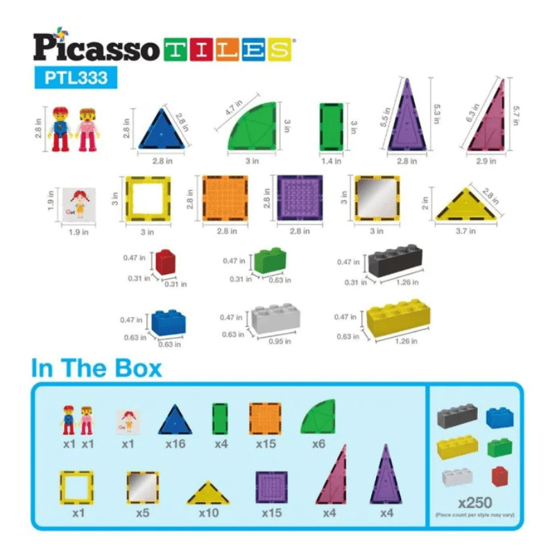Picasso Tiles – Magnetic Building Bricks And Tiles – 333 Pcs - Image 3