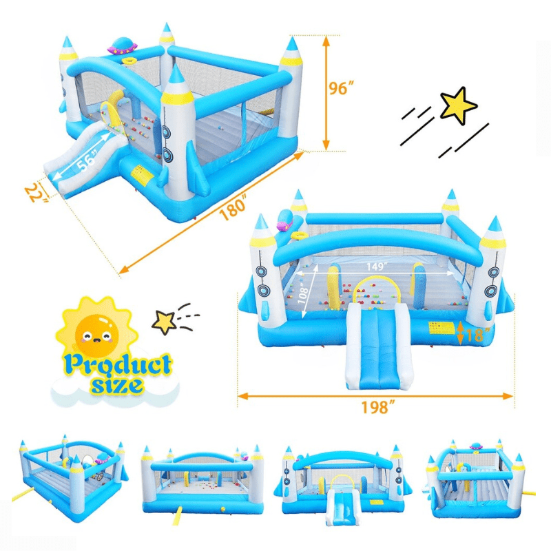 Large Space-Themed Inflatable Bounce House with Slide - Image 2