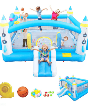 Large Space-Themed Inflatable Bounce House with Slide