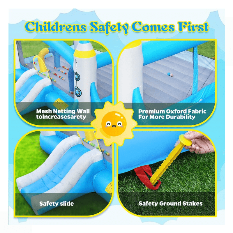 Large Space-Themed Inflatable Bounce House with Slide - Image 5