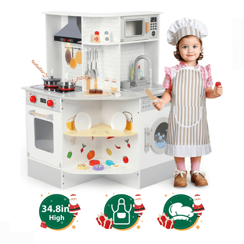 Deluxe Wooden Corner Kitchen Playset - Image 2