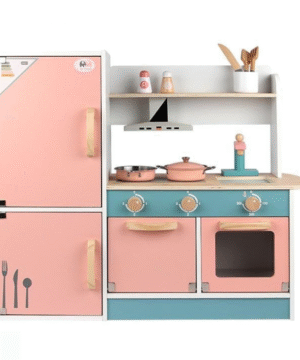 Modern Wooden Kitchen Playset – Pink & Blue Edition