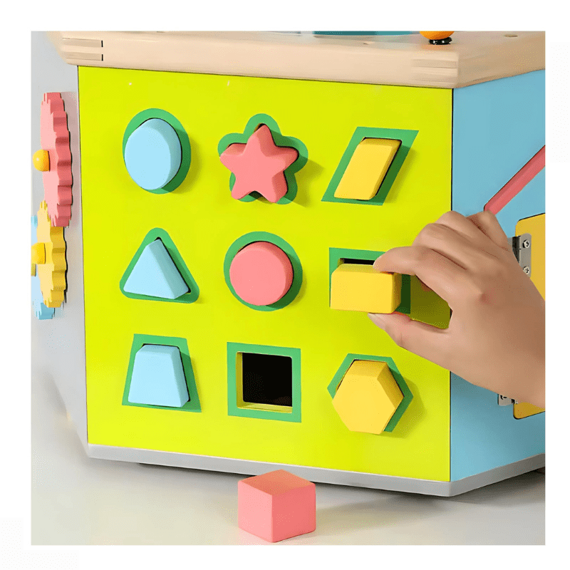 5-in-1 Wooden Activity Cube – Rocket Theme - Image 3
