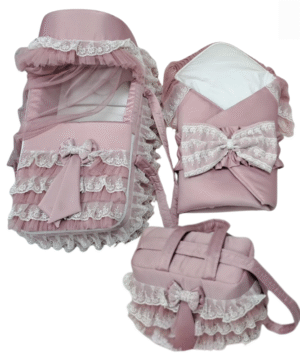 Elegant Lace Baby Sleeping Set 3-Piece Carry Cot, Sleeping Bag