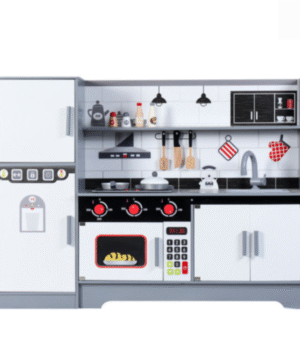 Modern Wooden Toy Kitchen Set with Fridge Stove Sink