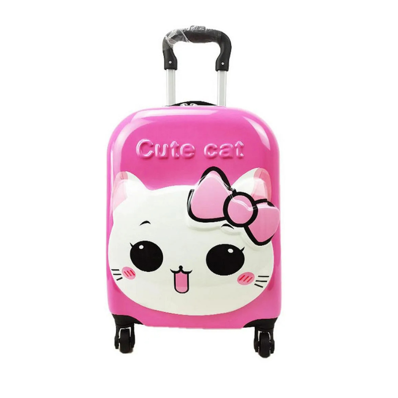 Cute Cat Kids Trolley Bag – Pink Edition