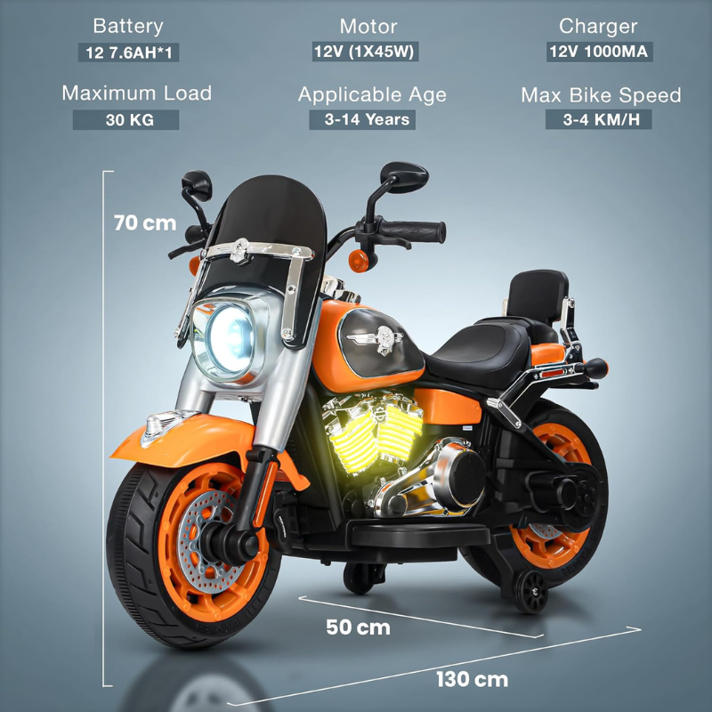 Kids Electric Ride-On Harley-Style Motorcycle - Image 4