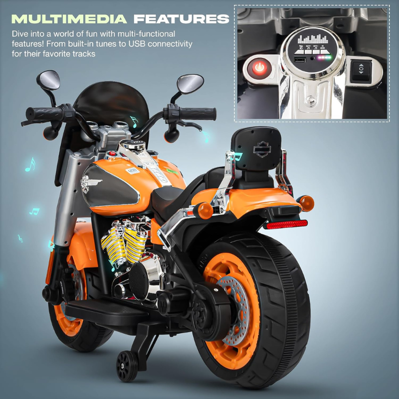 Kids Electric Ride-On Harley-Style Motorcycle - Image 6