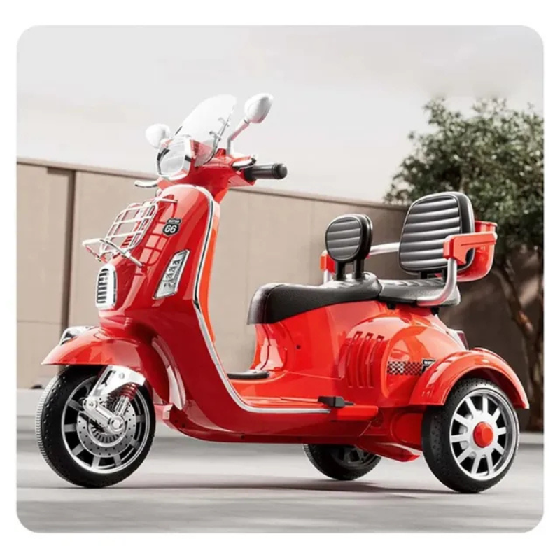 Battery Operated Kids Dual Seat Ride-On Bike – 12V – Red - Image 2